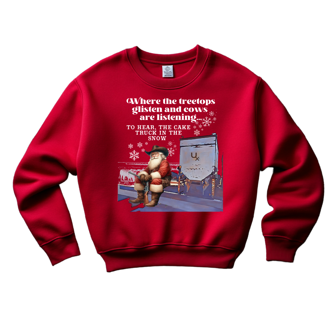 Cake Truck Santa Crewneck Sweatshirt