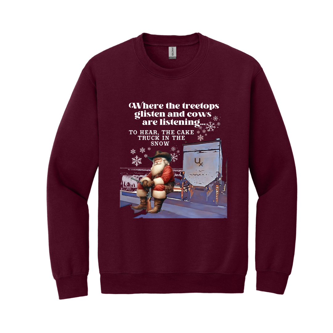 Cake Truck Santa Crewneck Sweatshirt