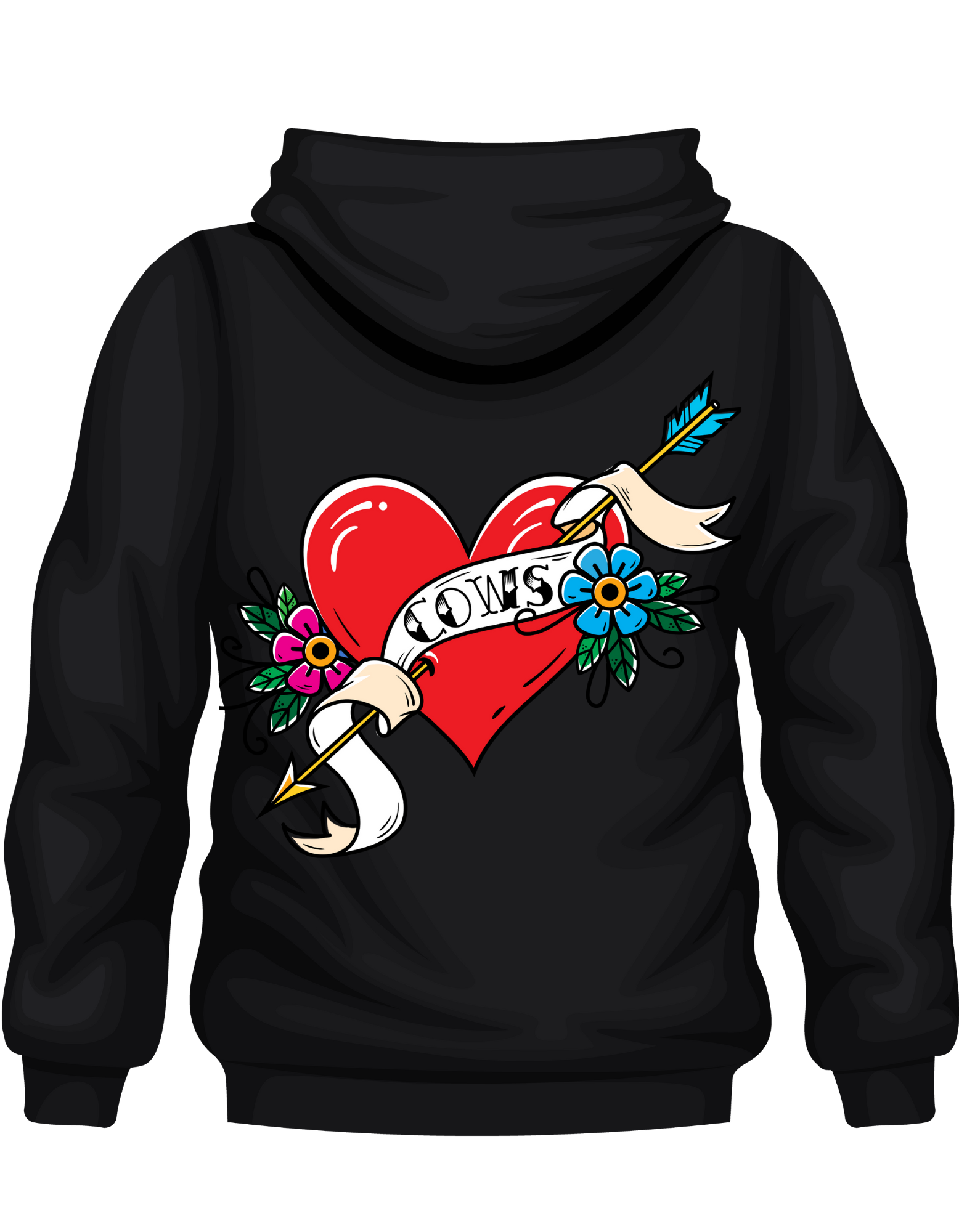 Tattoo Style Cows Hoodie