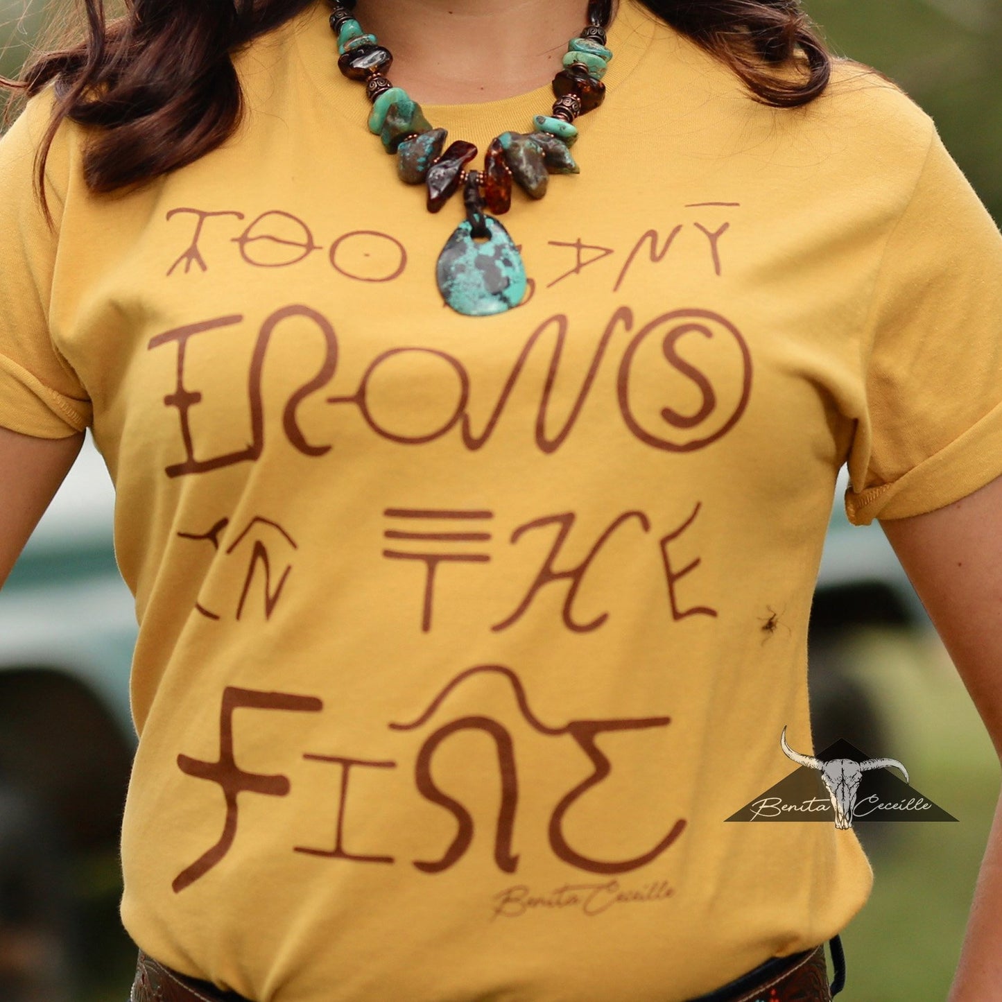 Too Many Irons T-Shirt Mustard, Benita Ceceille